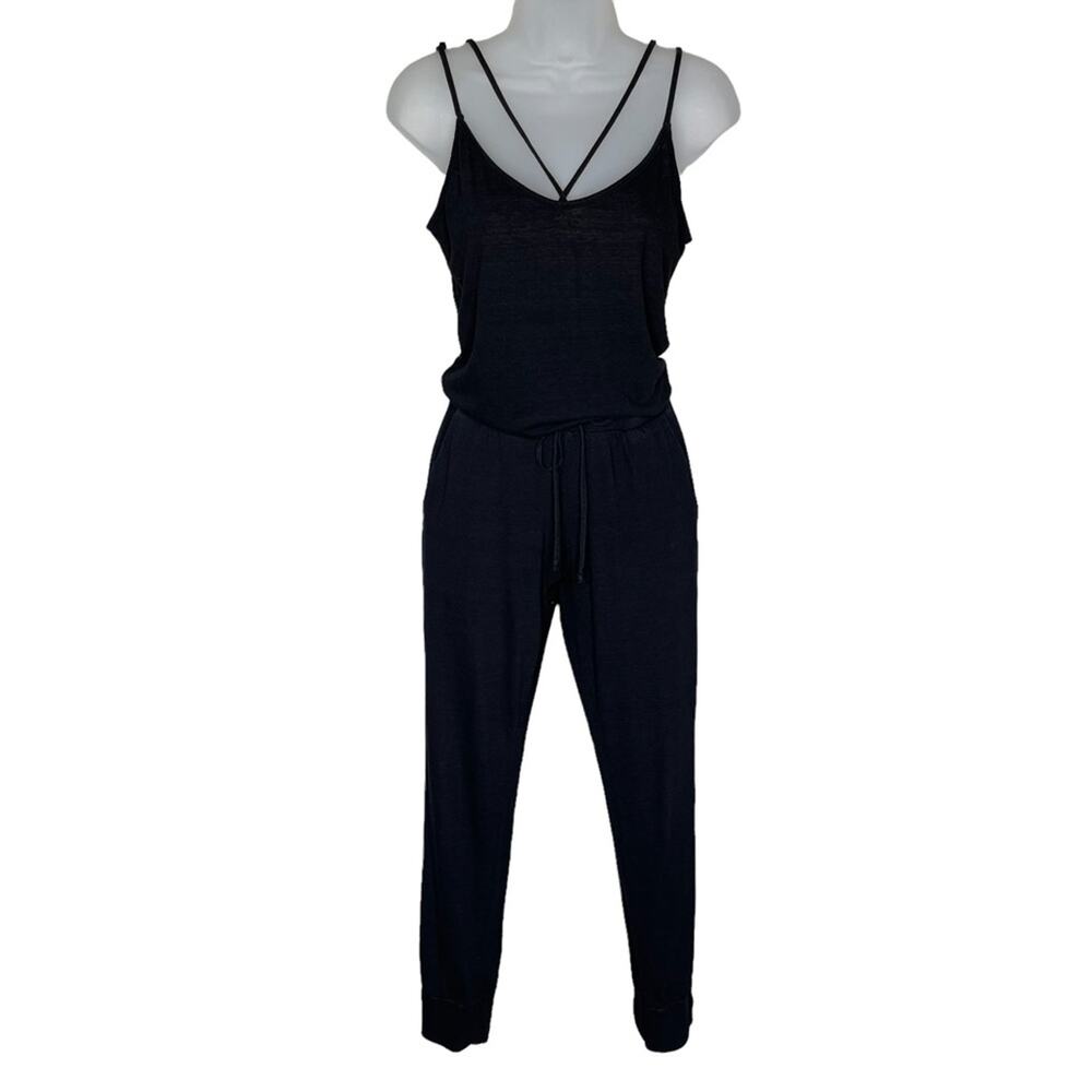 PAM & GELA Black Sleeveless Drawstring Pocket Jumpsuit Women’s